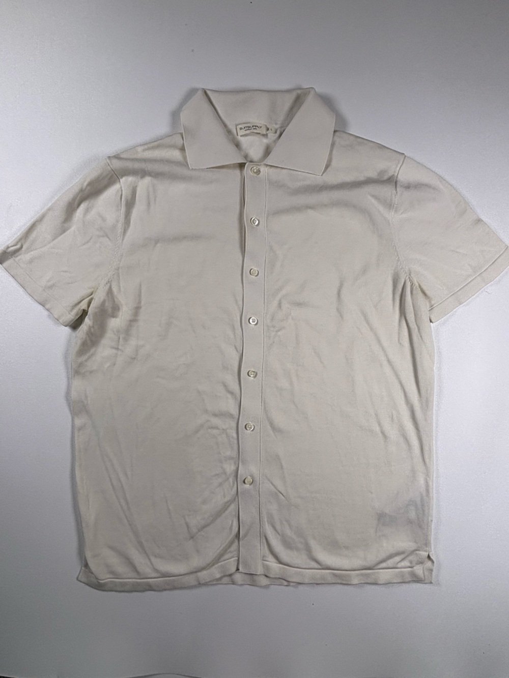 Suitsupply Cream Short-Sleeve Button-Down Shirt